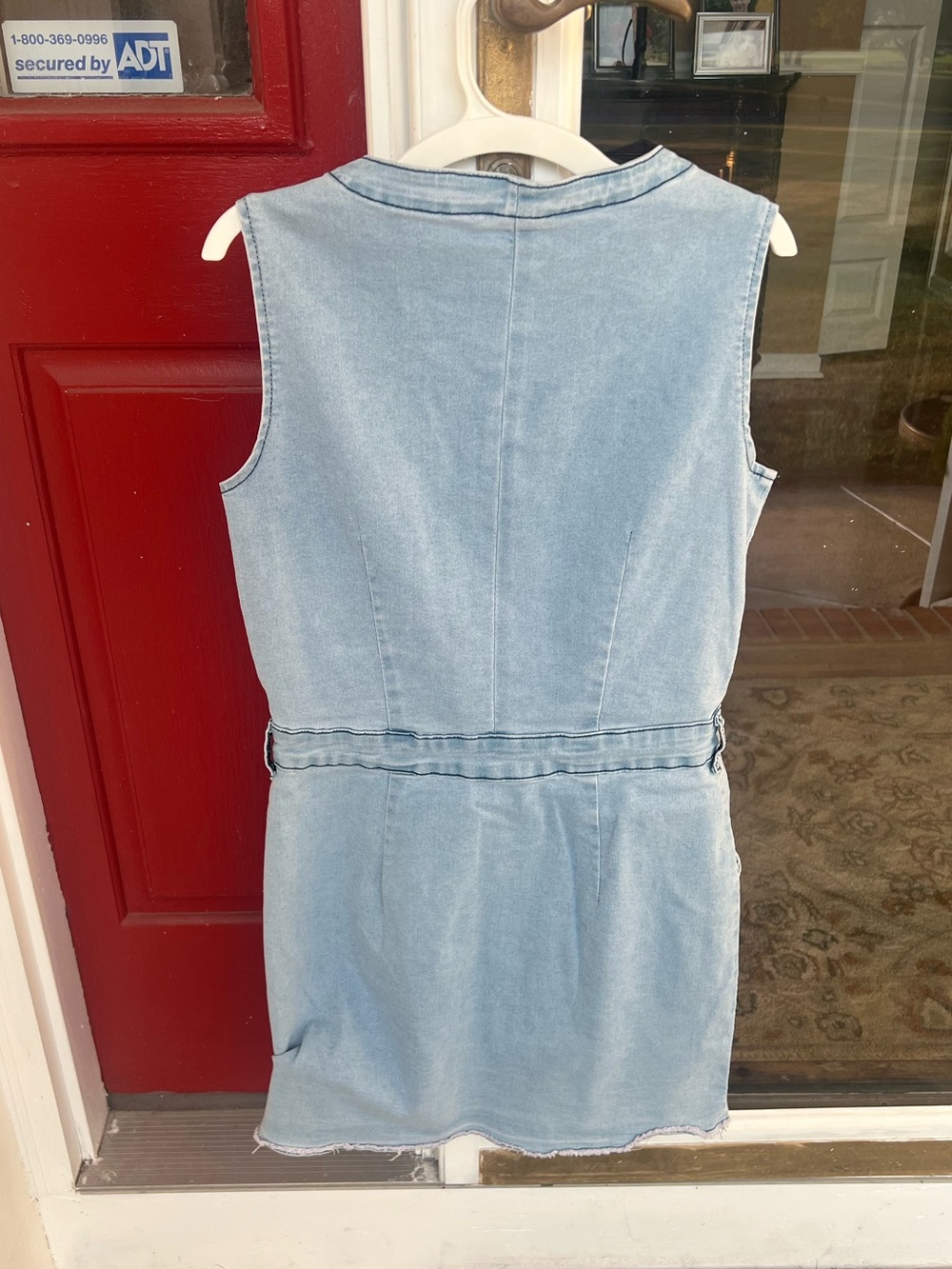 Light Wash Denim Button-Front Sleeveless Mini Dress - Picture 6 of 10